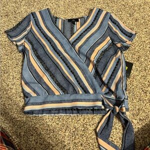 Blue Striped Wrap Top by H&M